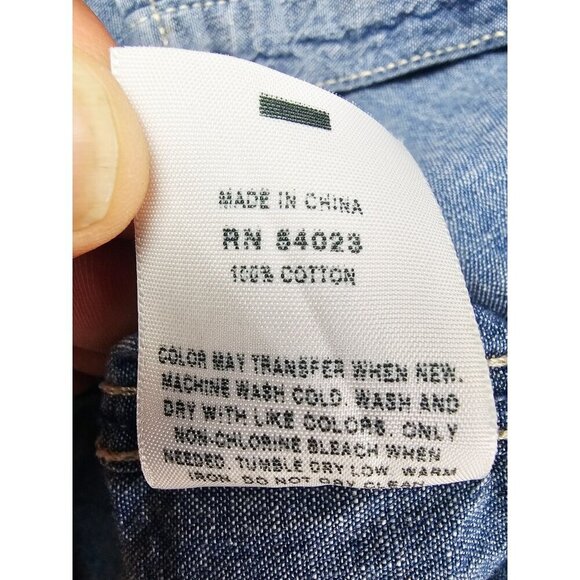 Gap 1969 Size Large Mens Blue Iconic Worker Chambray Denim Long Sleeve Shirt - Picture 7 of 10